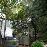 Campalune et bain chauffant : cocon insolite, charme nature, pergola et fleurs suspendues. Auberge de la Tuilière